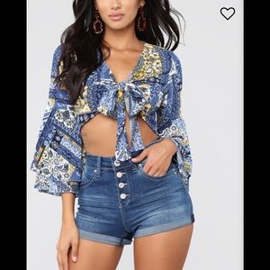 Morocco Crop Top II - Navy/Mustard